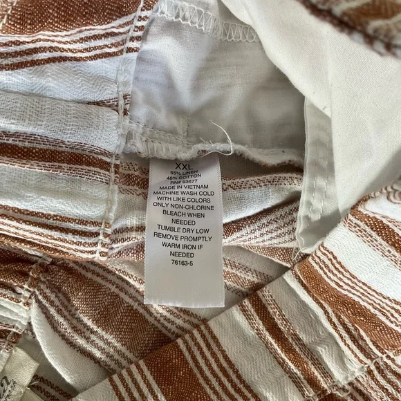 A New Approach ANA striped cropped Wide Leg Linen elastic waist pants Size XL - Picture 10 of 10